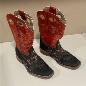 Stylish Red and Black Western Boots